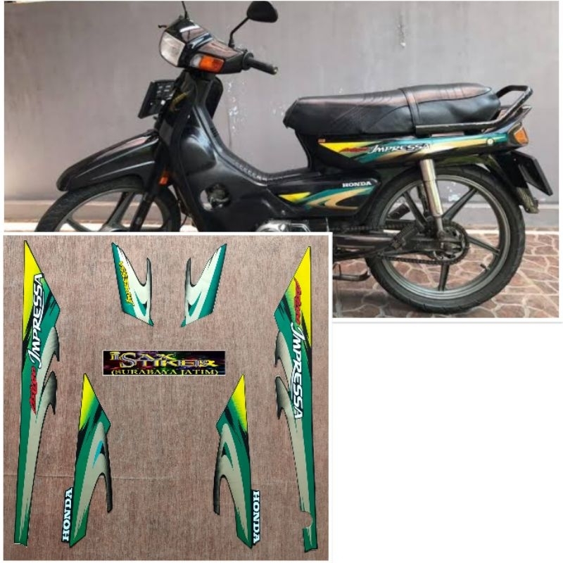 Striping original Honda Impressa hitam Lis hijau tahun 2000 2001