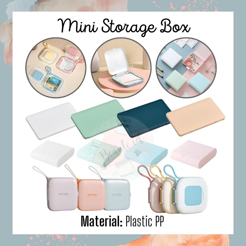 Kotak Wadah Penyimpanan Mini Serbaguna Aesthetic Portable Tempat Menyimpan Perhiasan Masker Barang Kecil Ikat Rambut Aksesoris Alat Make Up Kosmetik Pad Menstruasi Wanita Kancing Monte Awet Bahan Plastik PP Anti Air Mini Storage Box Organizer