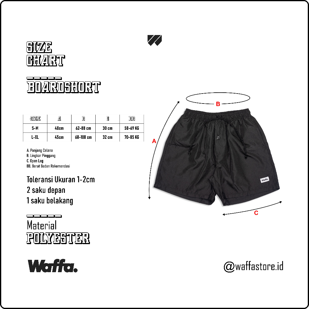 Celana pendek boxer polos model tali kancing despo waterproof waffa V2