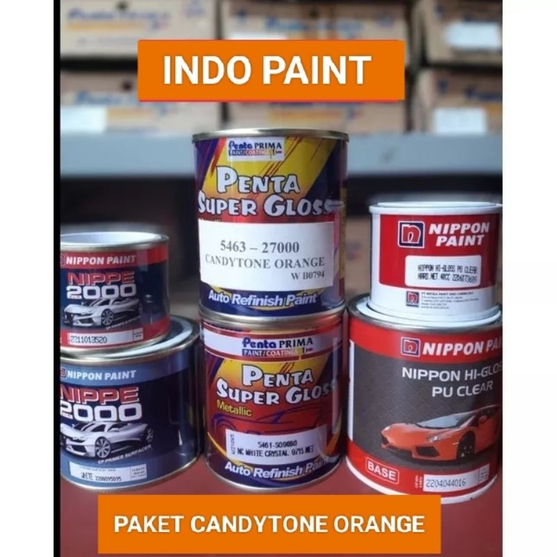 CAT PAKET LENGKAP PENTA CANDYTONE ORANGE SUPER GLOSS