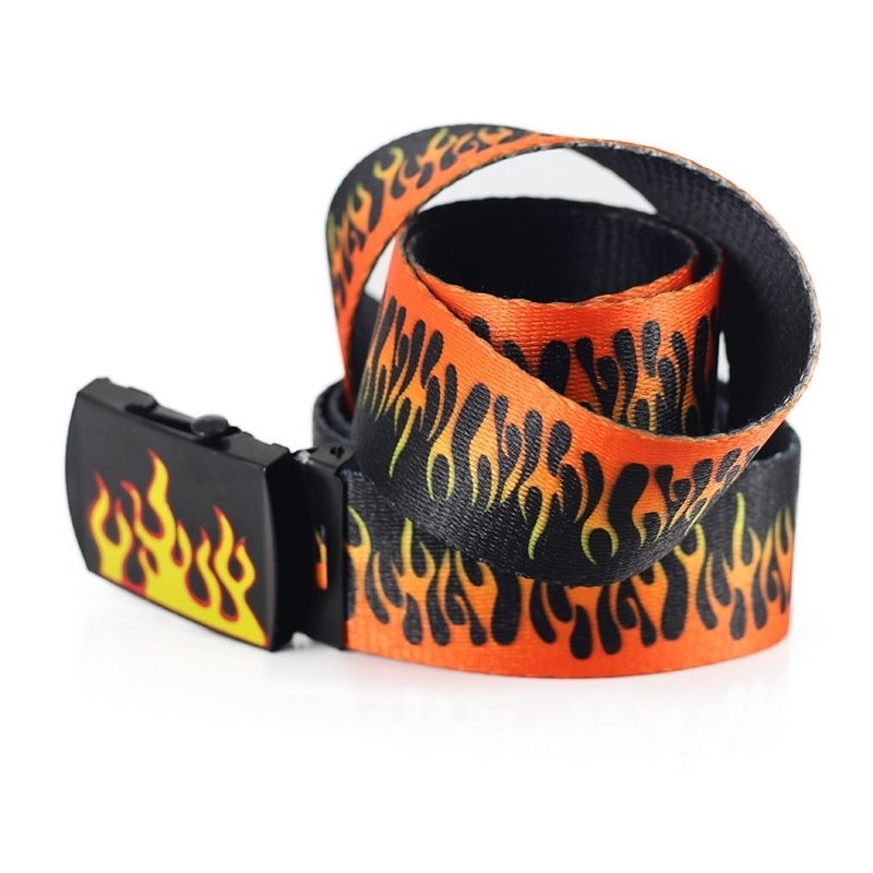 Ikat pinggang belt fire import/ sabuk fire api ootd unisex/ ikat pinggang full print