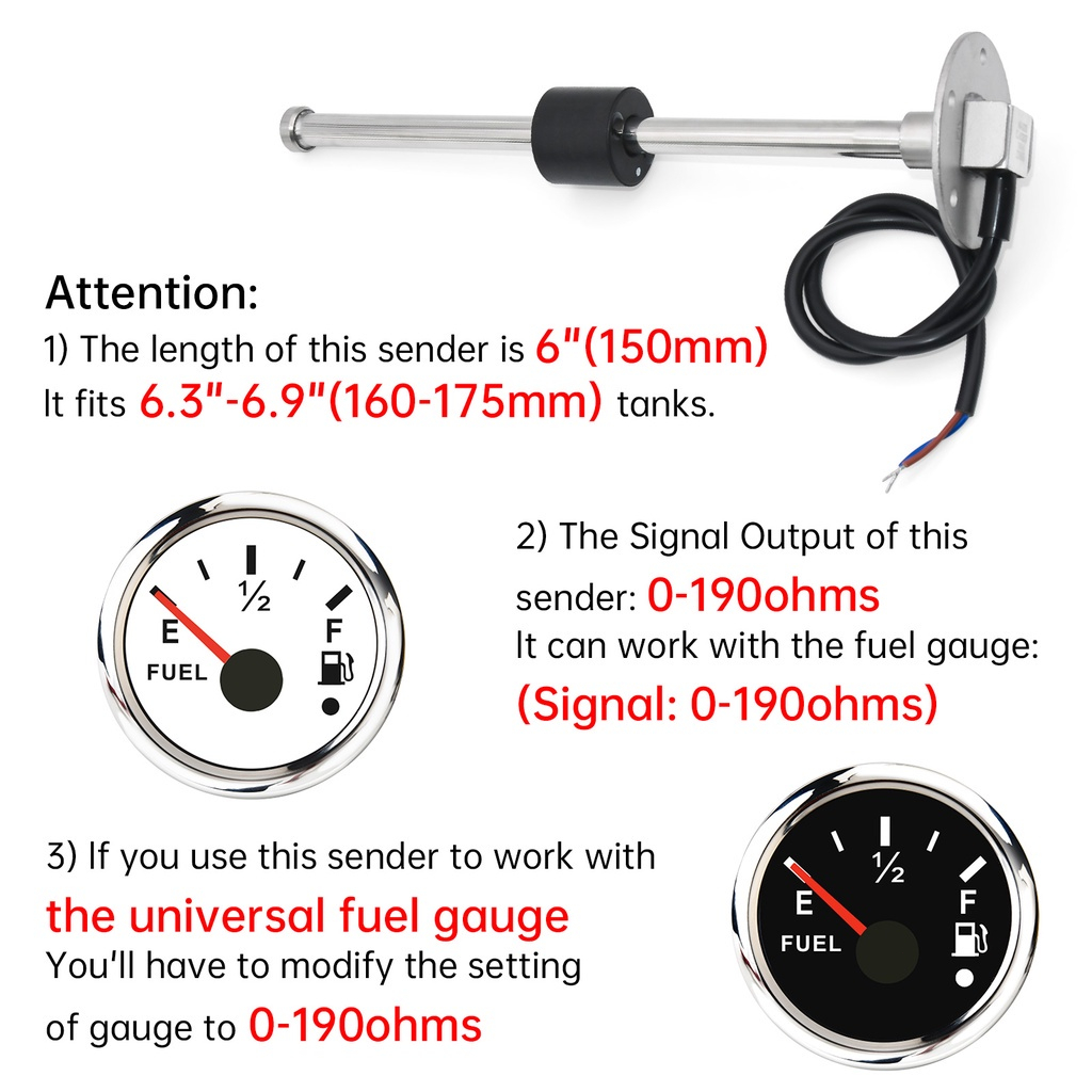 Marine Boat Truck Water Level Sensor/100mm 0-190ohm Sensor Pengukur Kadar Minyak