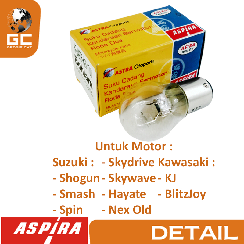 Lampu Bohlam Belakang Stop Motor Suzuki Shogun Smash Spin Skydrive Skywave Hayate Nex Old Kawasaki KJ BlitzJoy 12V ASPIRA