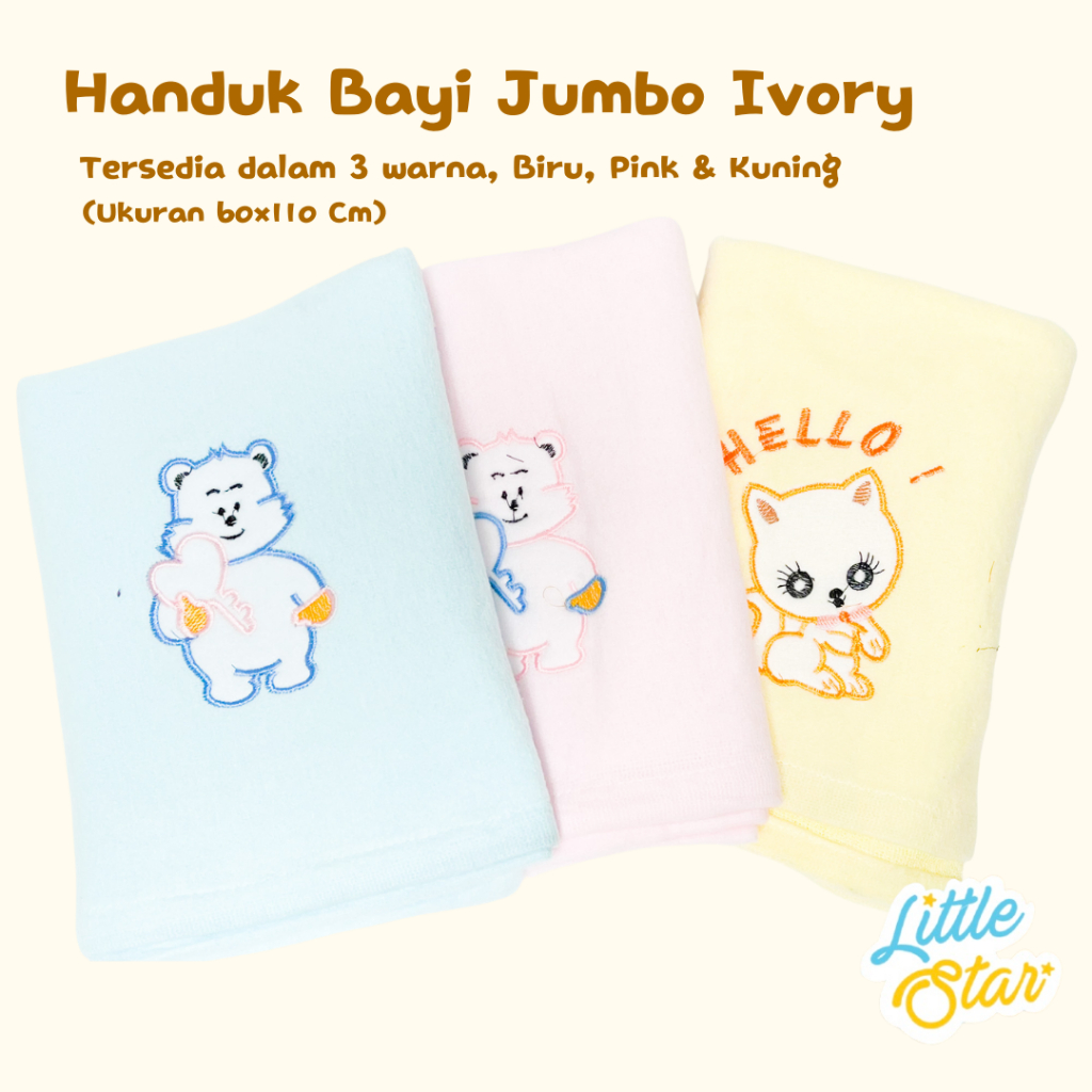 Handuk Bayi Lembut Baru Lahir Premium Ivory Ukuran Jumbo 110x60 Cm