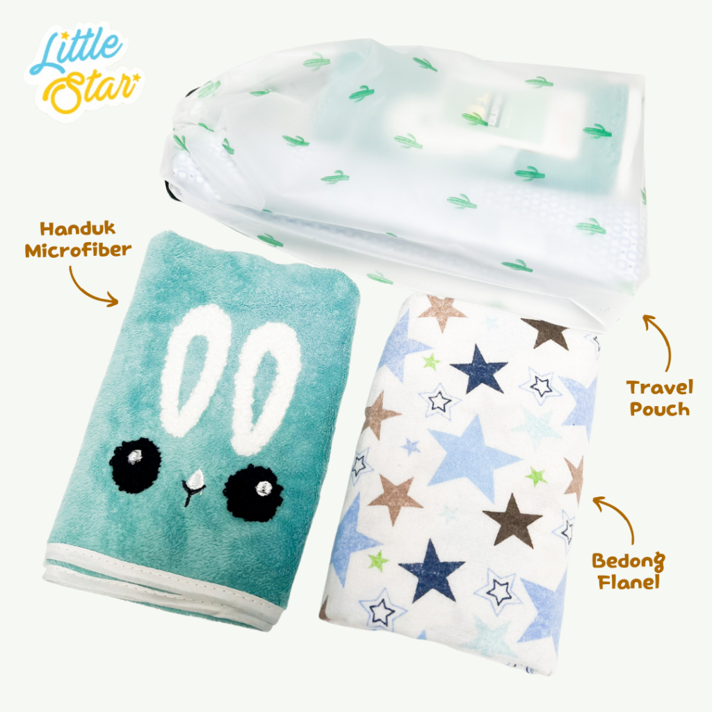 LS 2in1 Newborn Baby Gift Set Bag Paket Bedong Handuk Bayi Baru Lahir