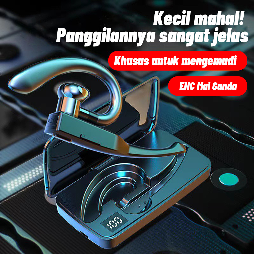 YYK-520/YYK-525 Headset Bluetooth Untuk Ponsel V5.2 Dengan Tampilan Baterai Casing Pengisian Daya Headset Bebas Genggam Mikrofon Bawaan Kompatibel dengan iPhone dan Android