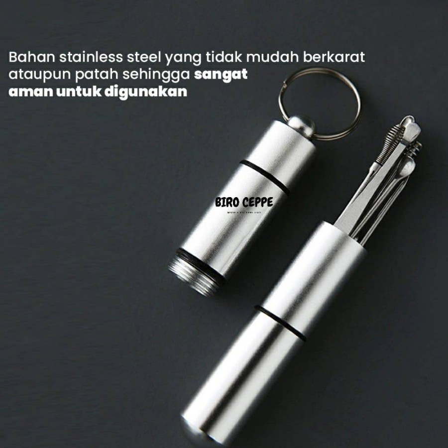 Pembersih Kuping Korek Kuping Stainless 6 in 1 / Alat Pembersih Telinga Spiral Set 6 Pcs Stainless Steel