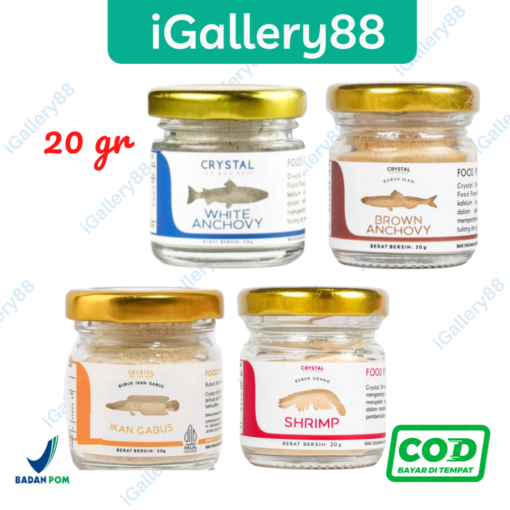 Crystal of the Sea White Anchovy Powder Brown Anchovy Ikan Gabus Shrimp Kaldu MPASI Bayi Anak | Bubuk Ikan Teri Nasi Ikan Bilis Udang Rebon