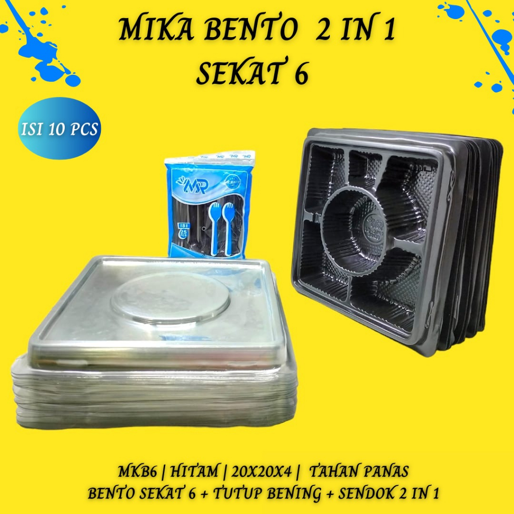 Mika Bento Sekat 6 Plus sendok 2 In 1 (Isi 10 Pcs-MKB6)