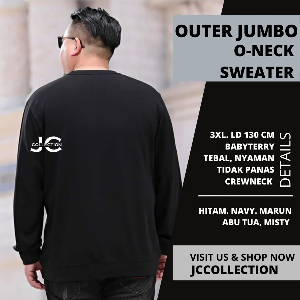 Sweater Pria Jumbo Leher O - Otniel Size 3XL - JCCollections