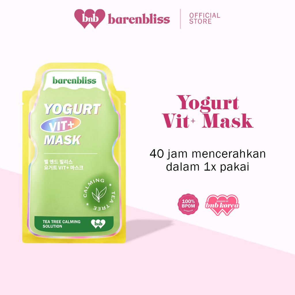 BNB barenbliss Yogurt Vit+ Mask - Calming Sheet Mask Korea Essence Serum Masker Wajah Skincare 25ml