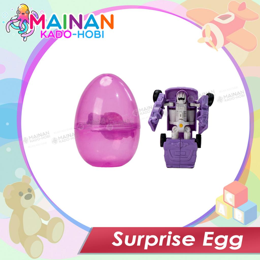 MAINAN SENSORIK ANAK SURPRISE EGG TELUR KARAKTER DEFORMED MOBIL ROBOT