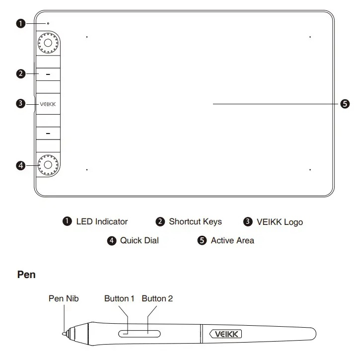 VEIKK VK1060 PRO - Digital Graphics Drawing Tablet with Pen Tablet P05 - Tablet Gambar Terbaik Alternatif HUION