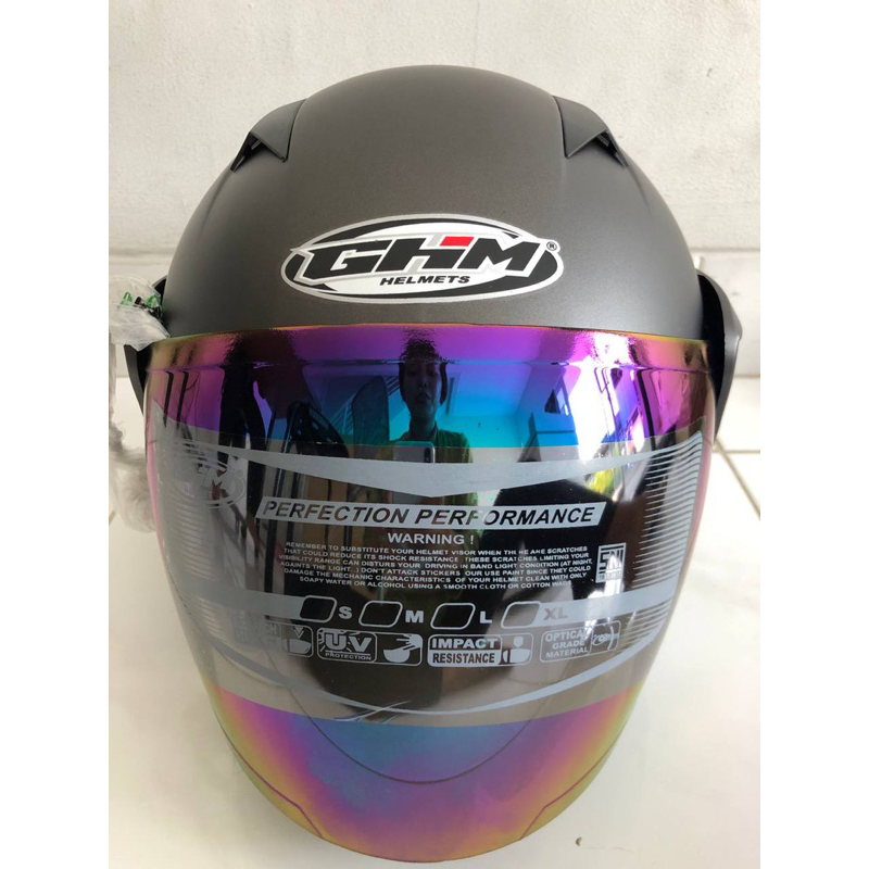 Helm Dewasa Warna Grey Solid Merk GHM SNI Terlaris Termurah