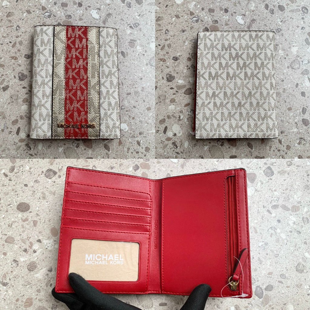 MK Jet Set Travel Passport Wallet Chili Multi