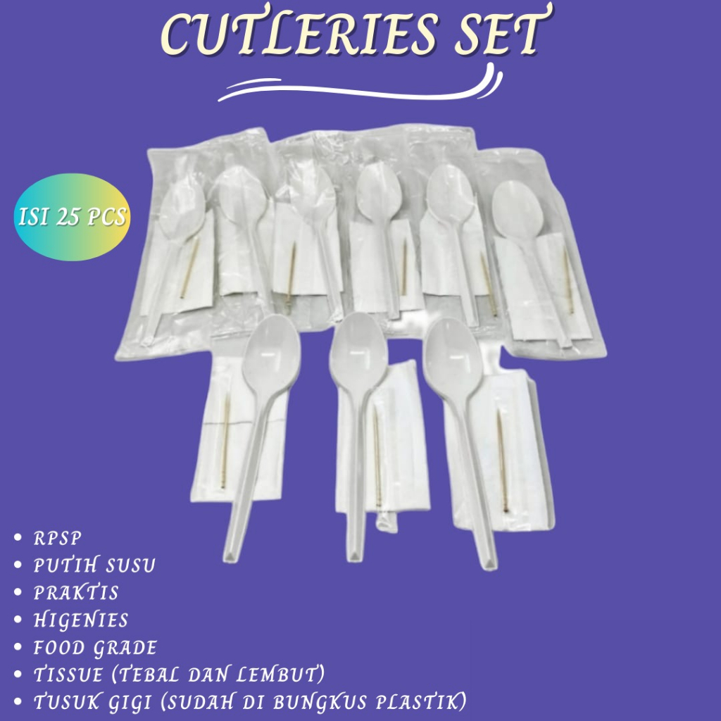 Cutleries Set Sendok Set Tisu Tusuk Gigi (Isi 25 Set-RPSP)