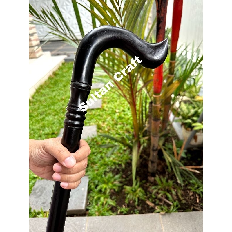 Tongkat Jalan kayu bertuah Gali kelor Hitam Teken orang tua Kayu Galih kelor