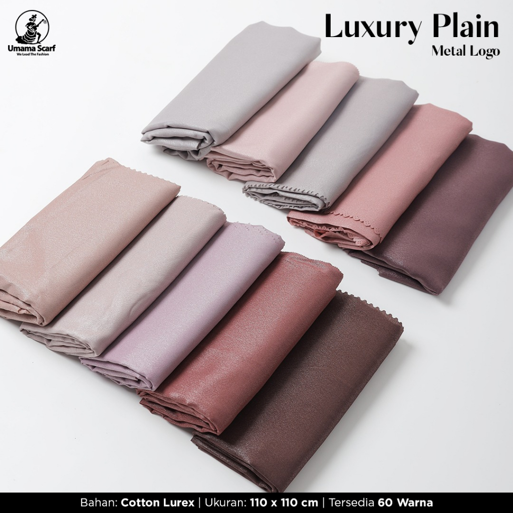 [ PILIH WARNA ] Umama Hijab Segiempat Luxury Plain LC Metal Logo ORIGINAL