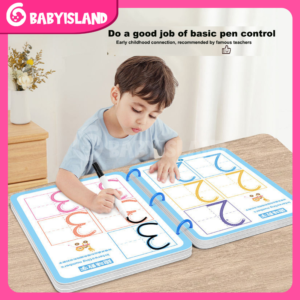 Reusable MAGIC WORKBOOK Dot To Dot Wipe And Clean book activity Belajar Menulis Angka Garis Preschool Nursery Activity Book