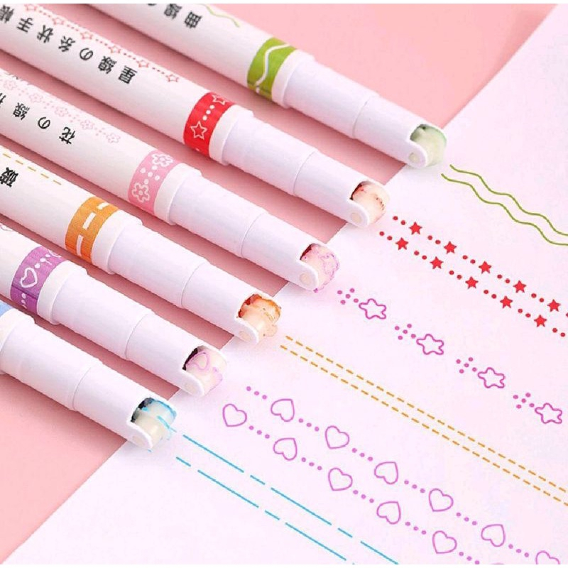 

Line Marker Spidol Motif Garis Bintang Bunga Colorful Spidol Penanda Warna-Warni