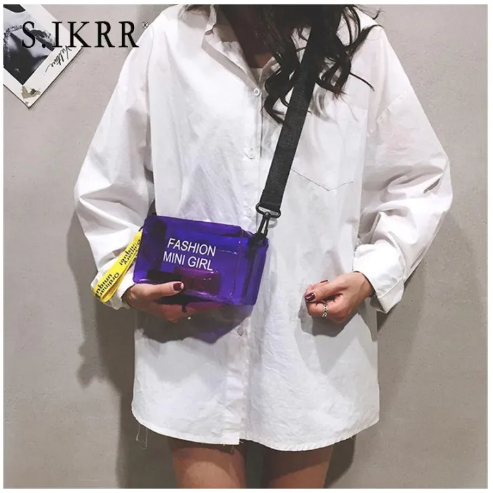 Ready Tas Bahu Wanita Transparant Persegi Panjang - Purple