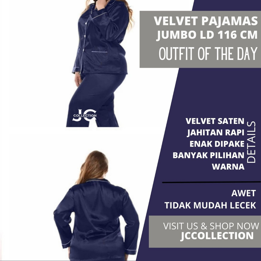 Piyama Wanita Jumbo Satin Pajamas Big Size PP - JCCollections