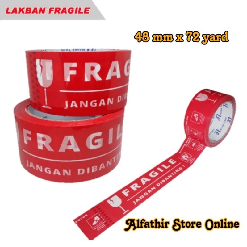 

LAKBAN FRAGILE MERAH [ 45 mm x 72 Yard ]