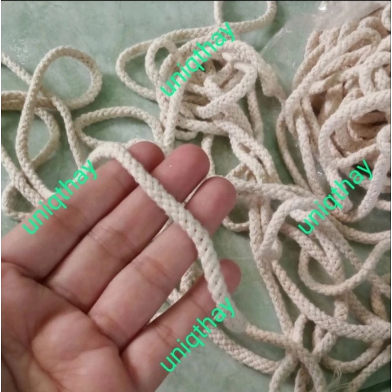 tali sumbu katun, tali kepang, tali celana, tali gantungan, krem