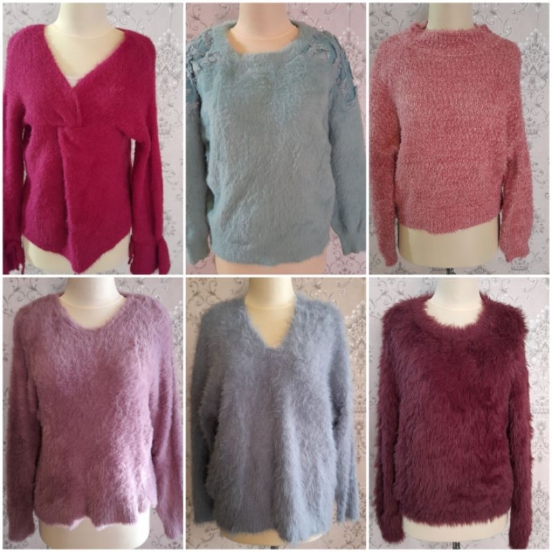Sweater Fuzzy Bulu Import | Fuzzy Lengan Balon | Fuzzy Crop | Fuzzy Rajut Bulu