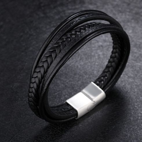 Gelang pria Kulit Manik-manik Men's Beaded Leather Bracelet New 2023 tiktok hot