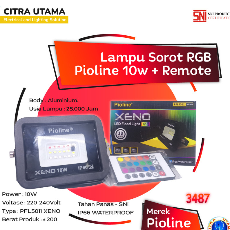 LAMPU SOROT MURAH BERKUALITAS 10W RGB MEREK PIOLINE K3487