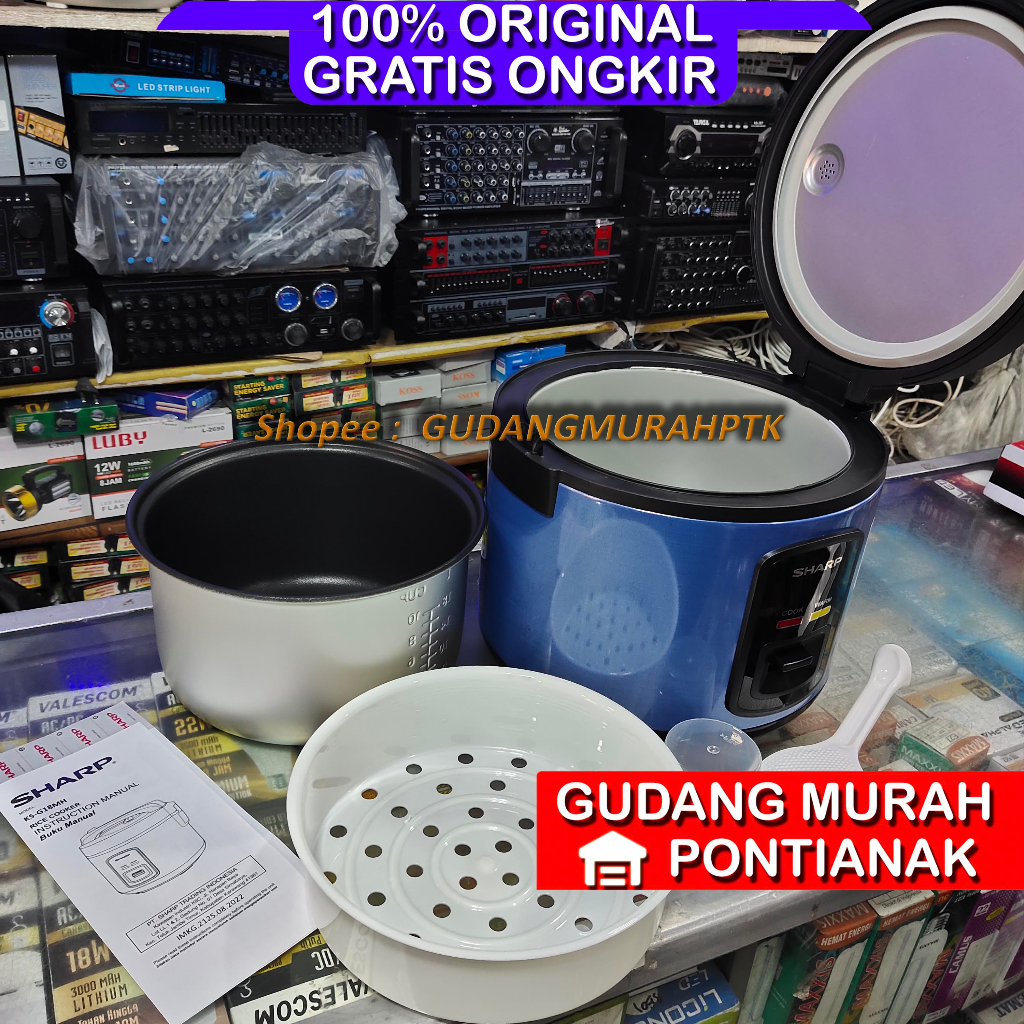 Ricecooker SHARP NEW MODEL !! Magicom 1,8 Liter Non Stick KS-G18MH-BL AQUA BLUE Tidak lengket mudah dan enak penanak nasi menghangatkan penghangat nasi plus kukusan