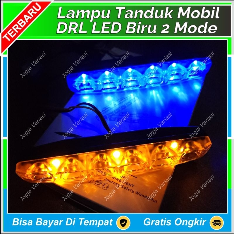LAMPU TEMBAK SOROT DRL LED MOBIL 6 MATA TERANG PUTIH CRYSTAL TANDUK DEPAN GRIL BUMPER MOBIL WATERPRO