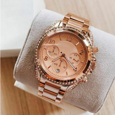 ( BISA COD ) JAM TANGAN WANITA MK RANTAI STAINLESS TANGGAL AKTIF INCLUDE BOX ORI + PAPER BAG || JAM 