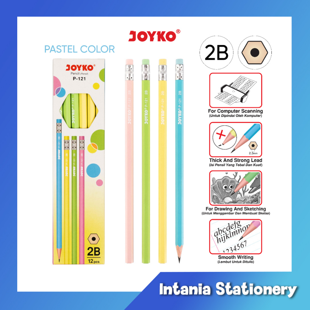 

12 Pcs / 1 Box Pensil Joyko P-121 2B