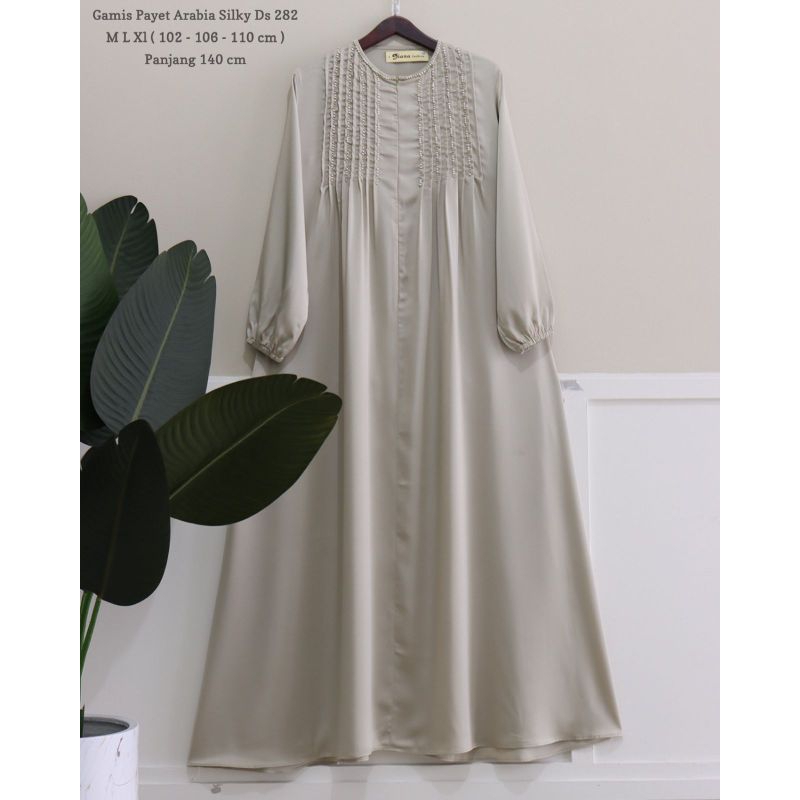 Gamis katun arabian silk , batu payet , gamis wanita.
