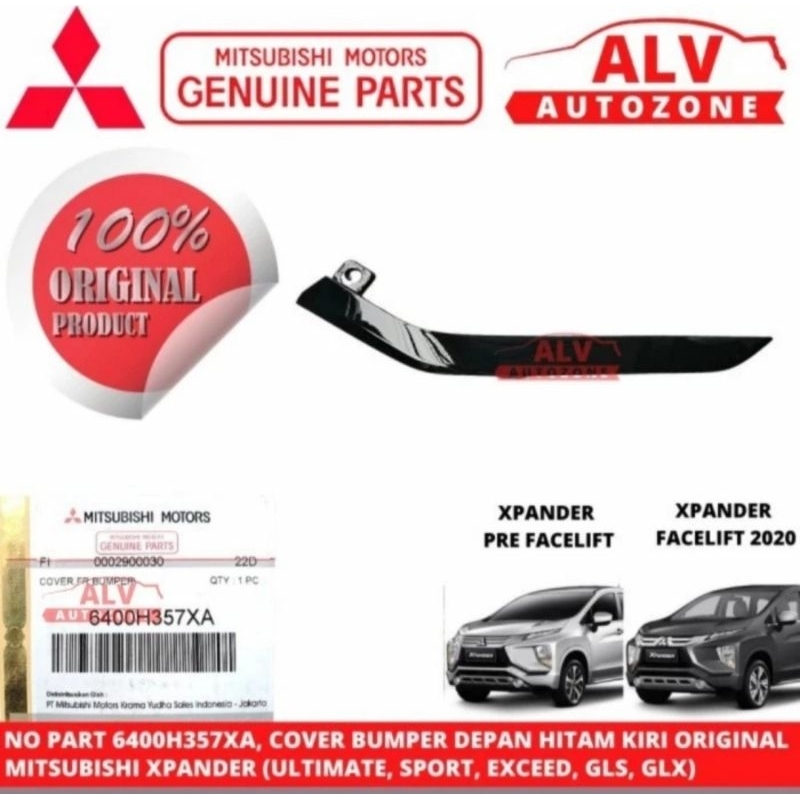 GARNISH BAWAH HITAM KIRI BUMPER DEPAN ORIGINAL MITSUBISHI XPANDER (ULTIMATE, SPORT, EXCEED, GLS & GL
