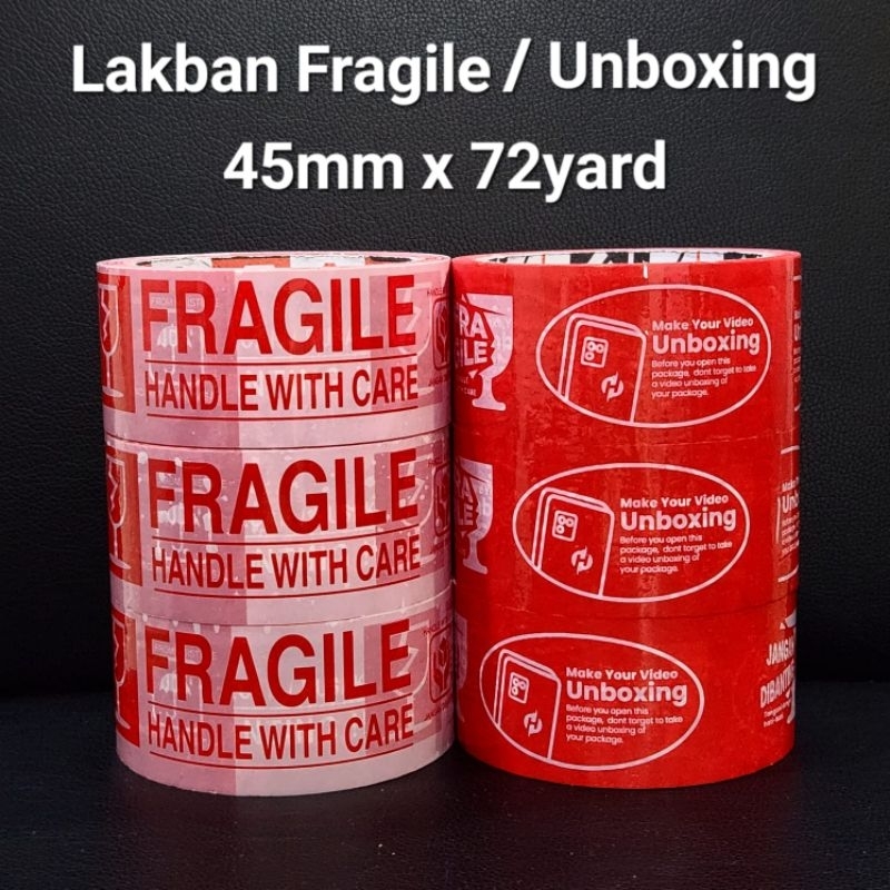 

Lakban Selotip Fragile Unboxing 45mm x 72yard