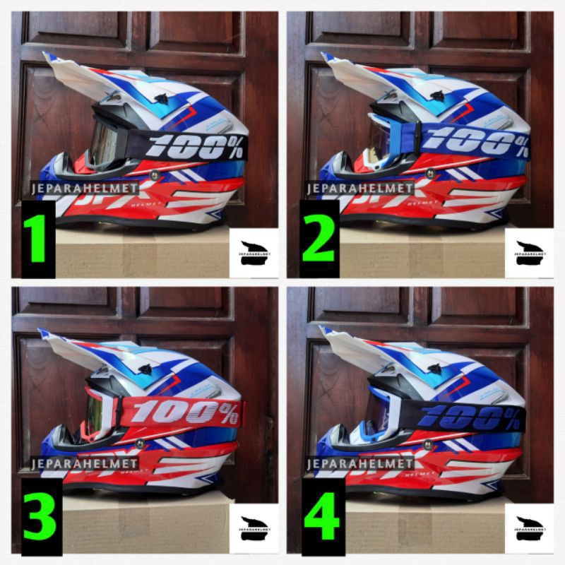 Helm JPX Cross Fox1 Motif X36 Glory Pearl White Putih Gloss + Goggle Google 100 | JPX Cross Fox1 Mot