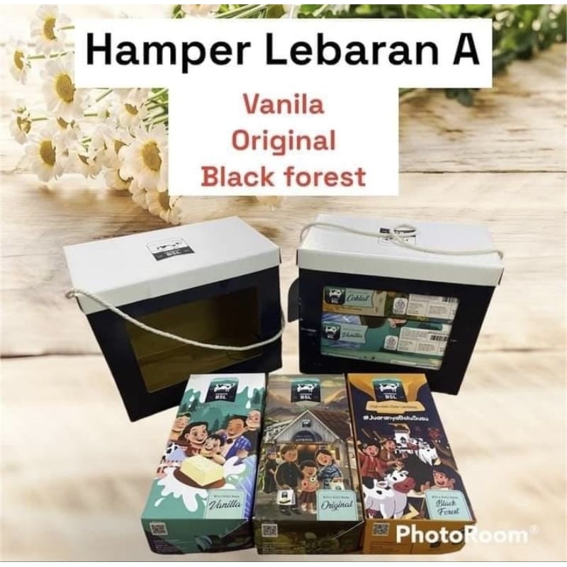 Box hampers lebaran BSL bolu susu lembang box hamper dus packing