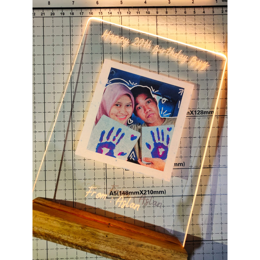 KADO CUSTOM LED FOTO AKRILIK KADO COWOK KADO CEWEK