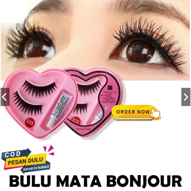 [COD] Eyelash Bulu Mata Palsu Bonjour + Free Lem Varian Warna Random