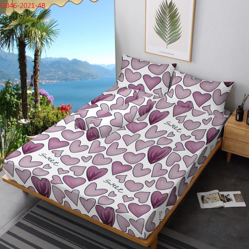 sprei LOVE UNGU UK120 160 180 200 tinggi 20