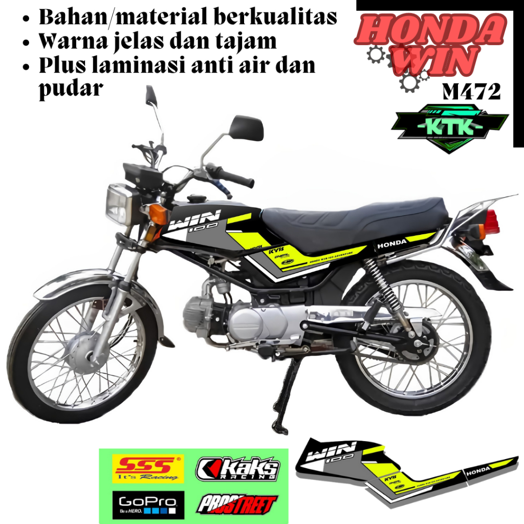 Stiker Decal Sticker Striping Motor HONDA WIN KODE M472 Semi Full Body Set Kanan Kiri Lis Variasi Cu