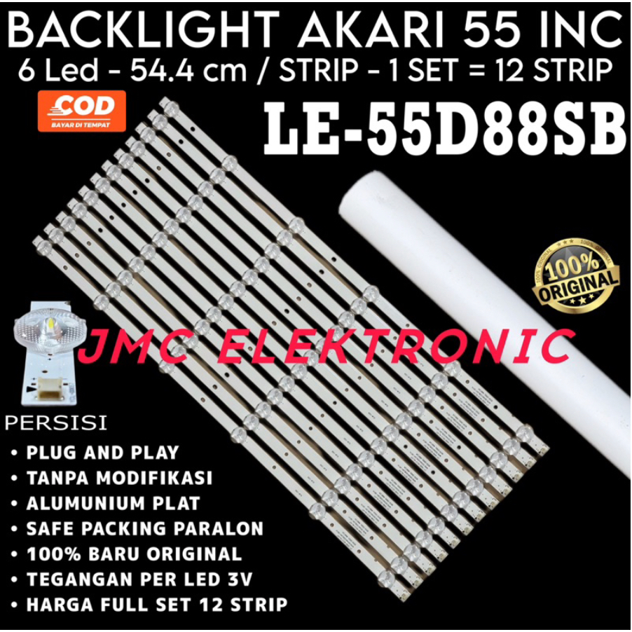 BACKLIGHT TV LED AKARI 55 INCH LE-55D88SB LE55D88SB 55D88SB 55D88 LAMPU BL 55IN 6K 3V