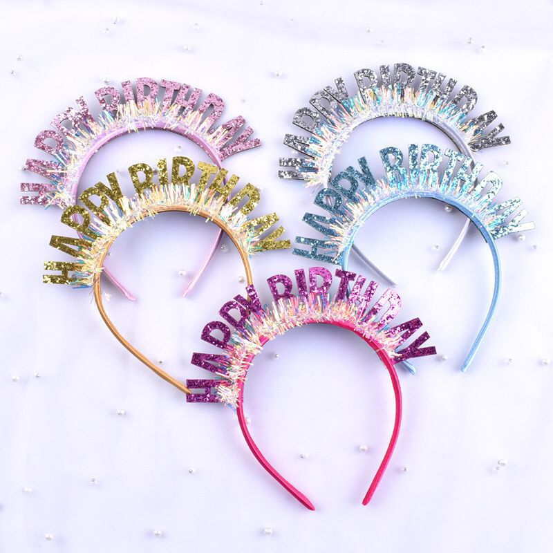 Bando Happy Birthday Anak Remaja Bando Happy Birthday Gliter Rumbai Bando Kekinian Bando Huruf Birth