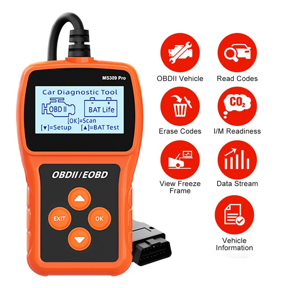 OBD2 Scanner Alat Diagnostik OBD Detektor Baterai Dengan Layar LCD Pembaca Kode Kerusakan Mesin Multi-bahasa Untuk Kendaraan Bermotor Mobil