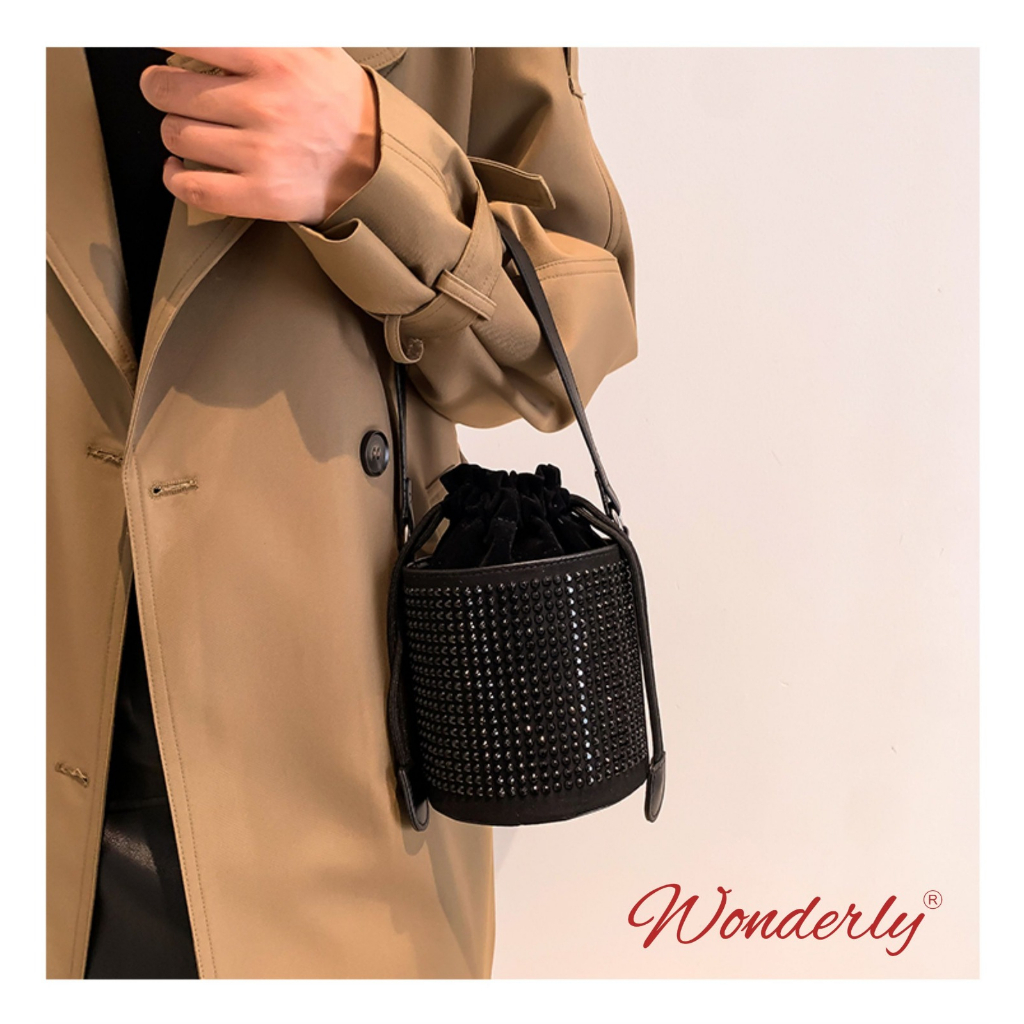 Tas Selempang Bucket Wanita Tas Jinjing Bulat Bling-Bling TC10