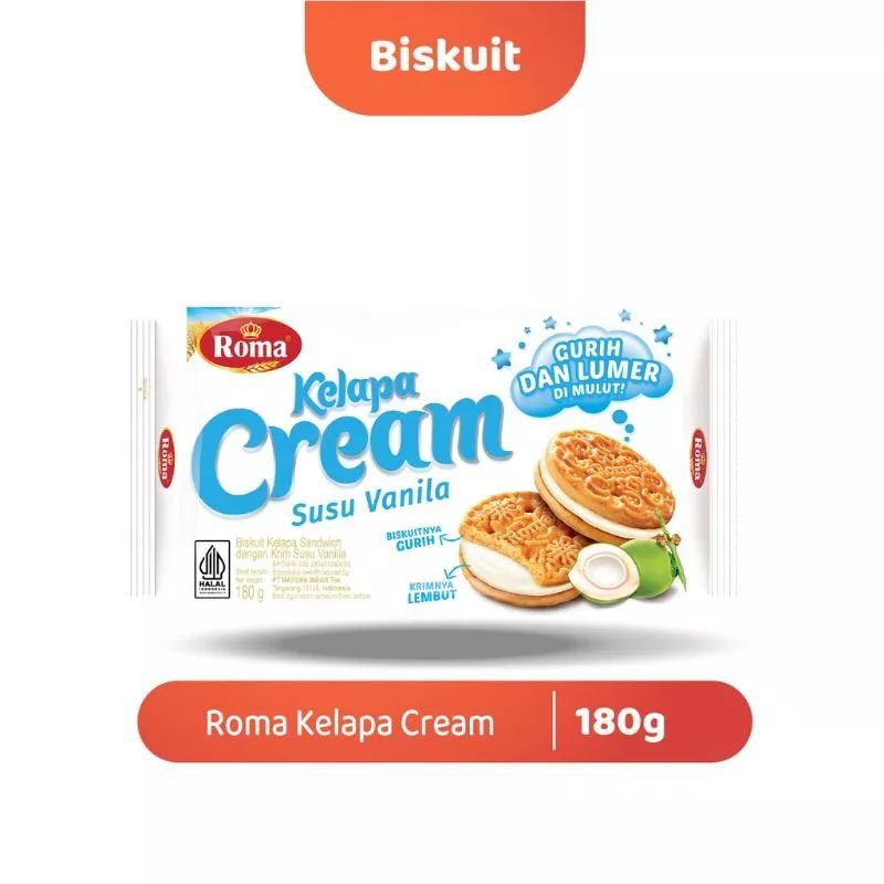 

Roma kelapa cream cream biskuit kelapa dengan cream susu vanila 180 gram