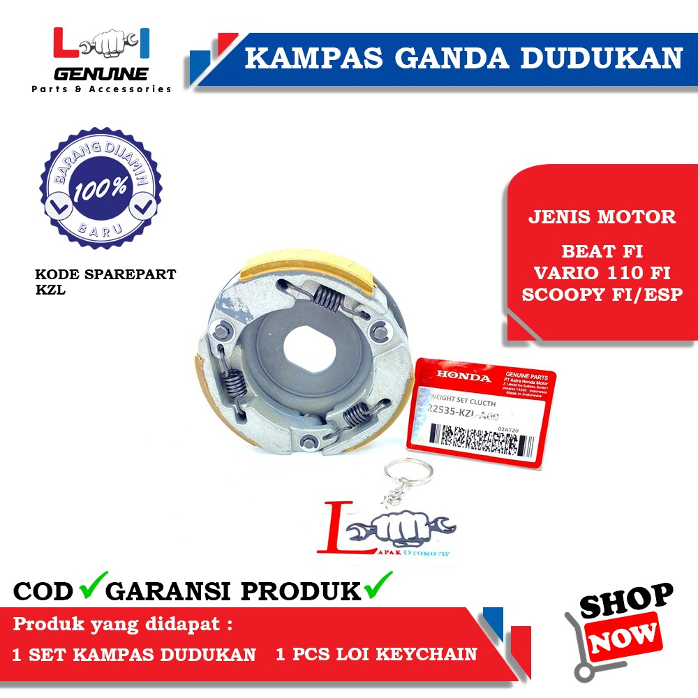 -LOI- KAMPAS KOPLING GANDA ORIGINAL BEAT FI, SCOOPY FI, VARIO 110 FI (STATER KASAR) KZL